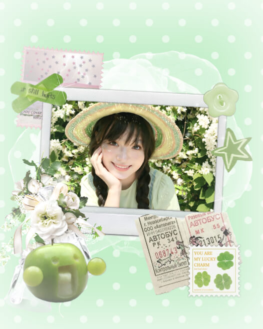 大人可愛いミント色スクラップブック - 写真加工