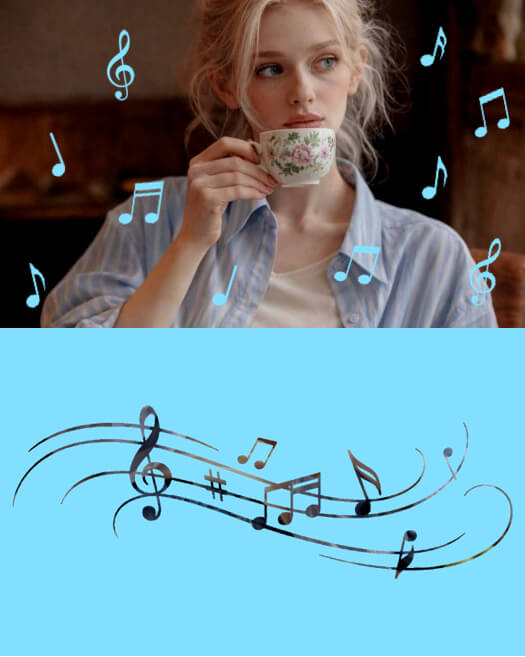 Aesthetic Music Note Stacked Collage Template