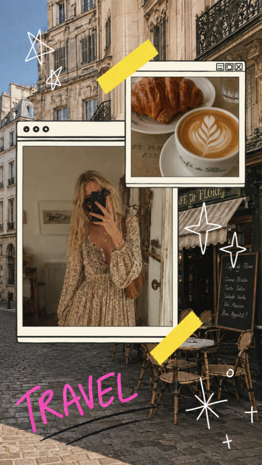 Retro Scrapbook Travel - Collage Layout