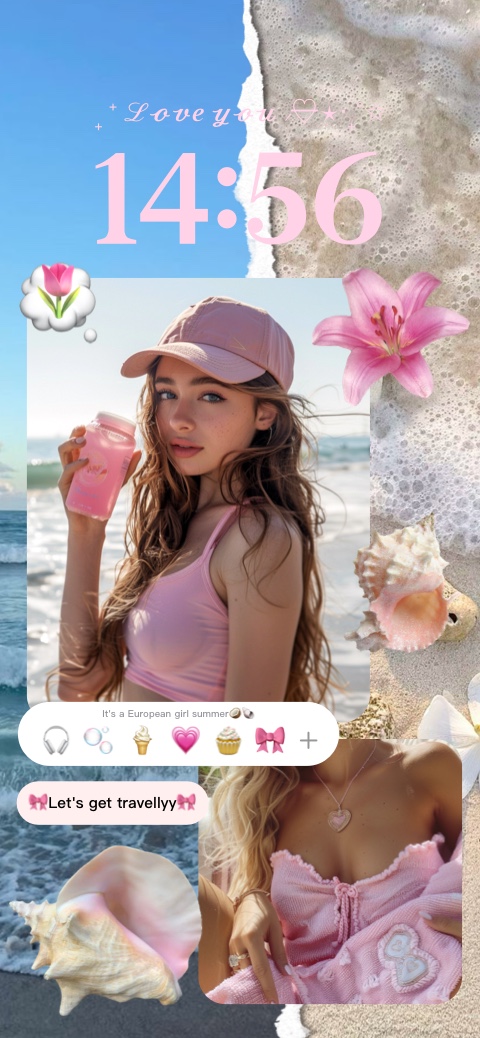 Été Plage Aesthetic - Modèle de Fond d'Écran Personnalisé