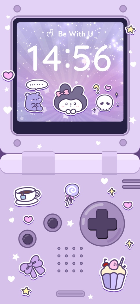 Kawaii Purple Retro Game DIY Wallpaper Template