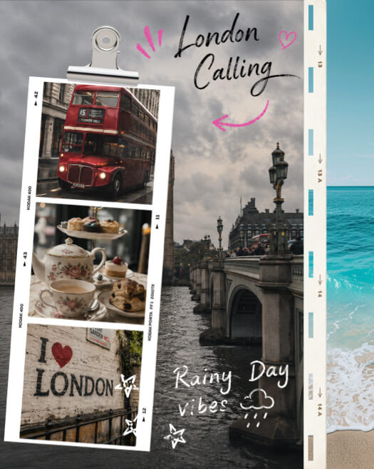 Viaje a Londres - Plantilla de Collage Vintage