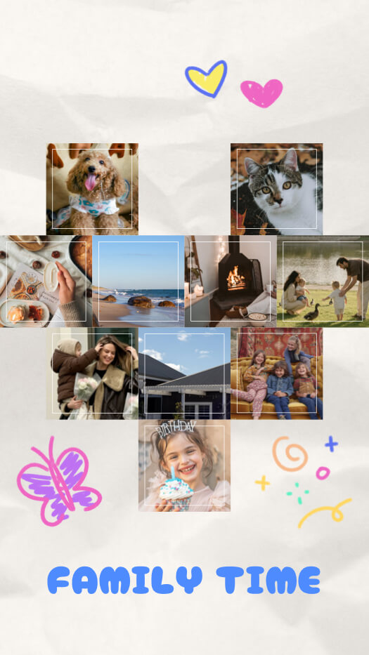 Playful Family Scrapbook - Photo Grid Template