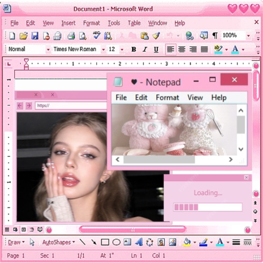 Pink Y2K Retro Computer UI Aesthetic Collage Template