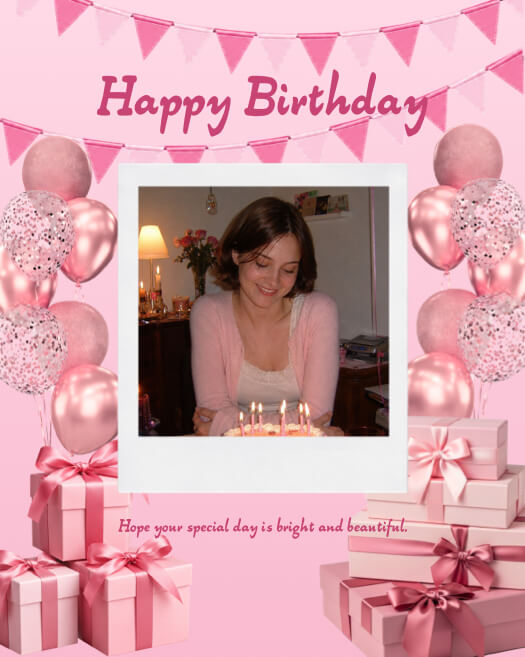 Pink Aesthetic Birthday - Photo Template