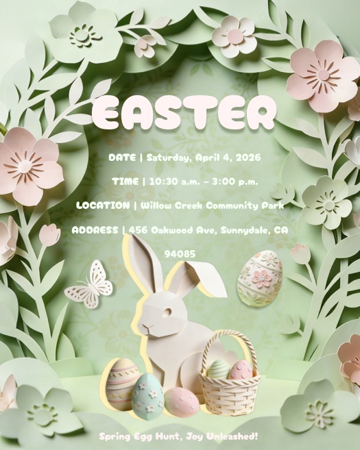 Easter Spring Egg Hunt Invitation Collage Template
