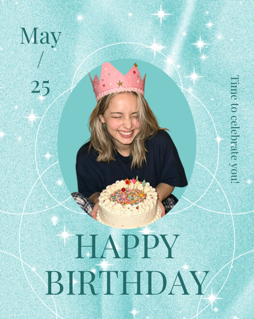 Glitter Teal Birthday - Photo Template
