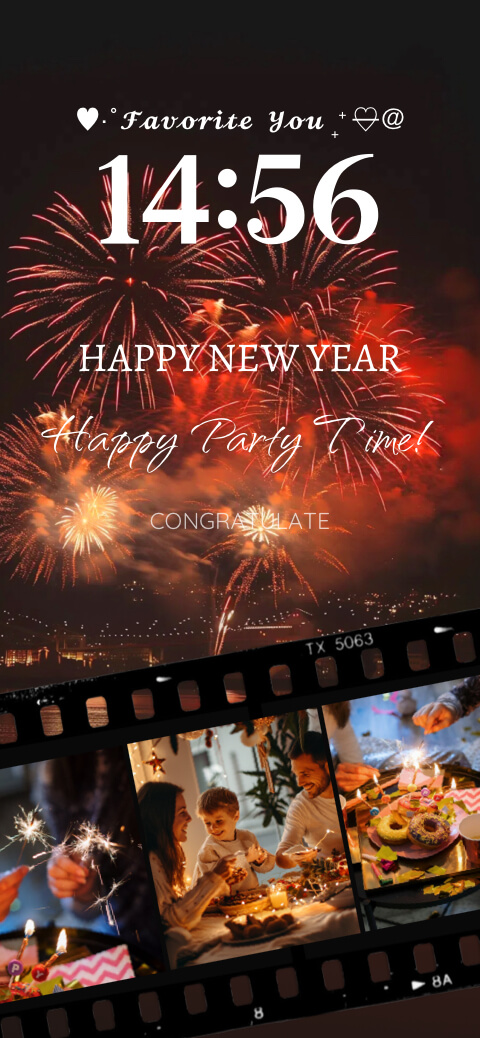 New Year Fireworks Film - DIY Lock Screen Template