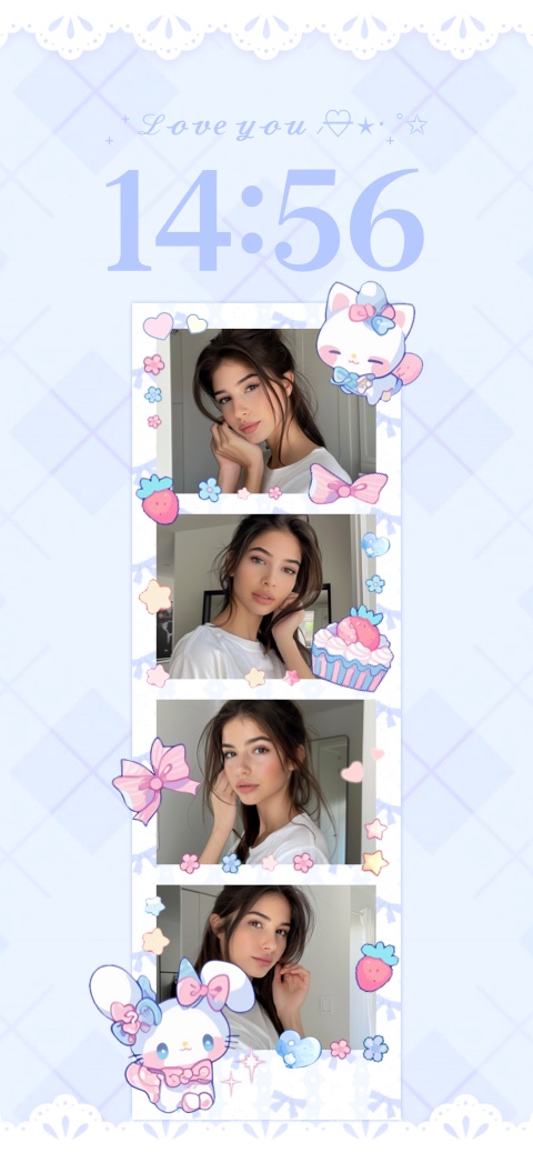 Fotomatón Kawaii Coquette - Plantilla de Pantalla de Bloqueo