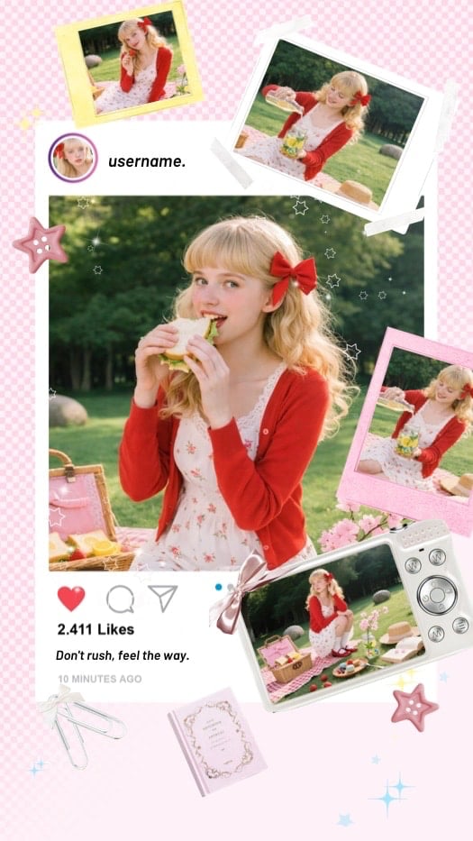 Coquette Picnic Aesthetic - Scrapbook Collage Template