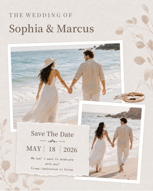Minimalist Wedding Save The Date Template