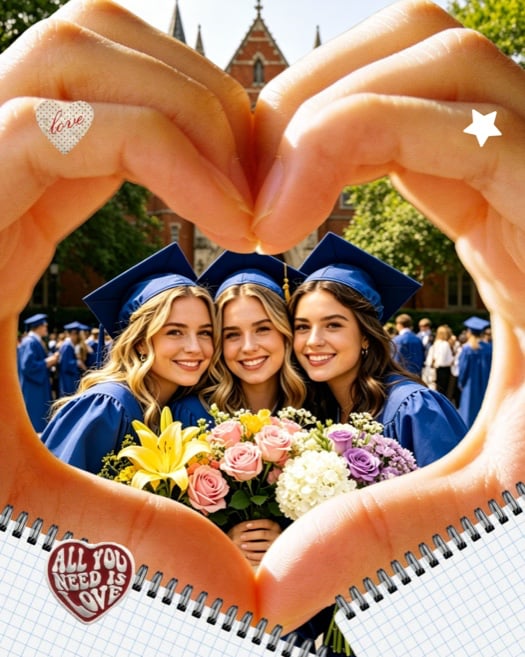 Graduation Heart Hands Aesthetic Scrapbook Template