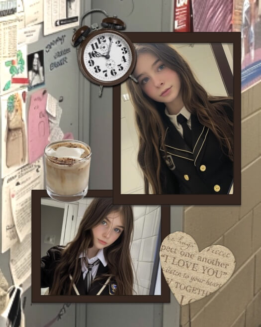Dark Academia Schulzeit - Collage-Vorlage