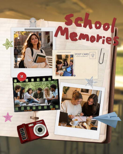 Vintage School Memories - Scrapbook Template