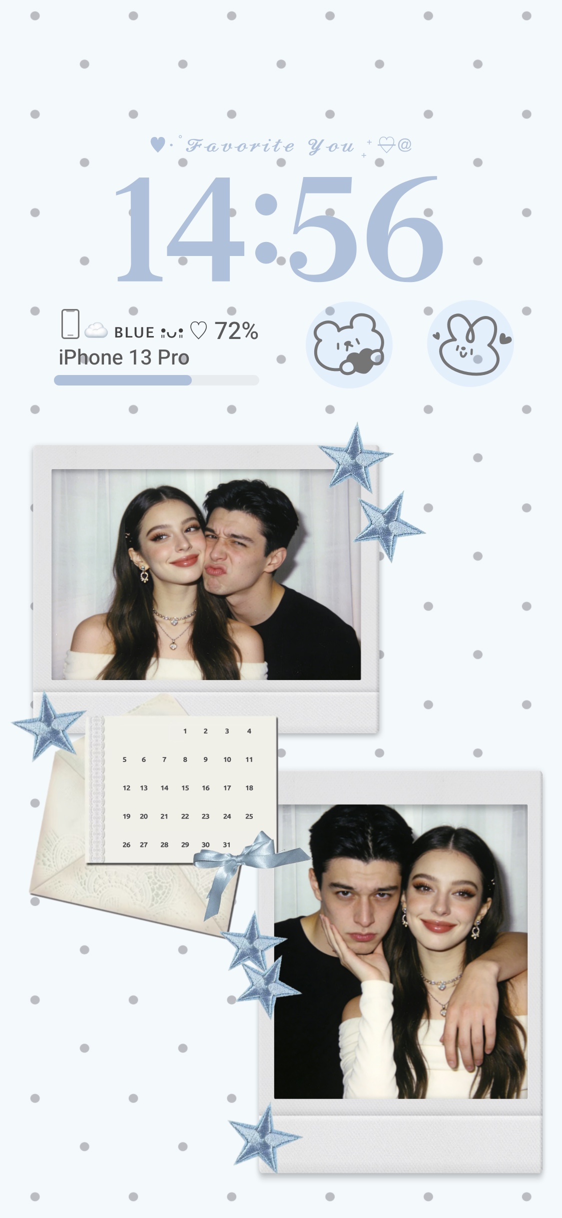 Aesthetic Couple Polaroid - DIY Lock Screen Template