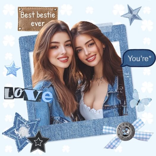 Y2K Denim Friendship - Photo Collage