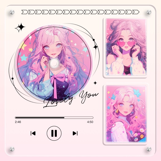 Y2K Pink Music Player Photo Collage