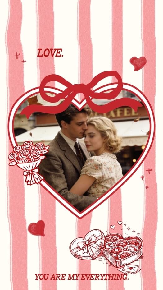 Vintage Romantic Love - Heart Photo Layout