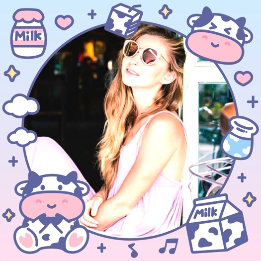 Vache Kawaii et Lait - Modèle Photo