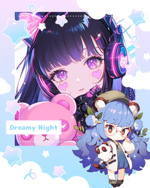 Style Anime Kawaii - Modèle Dreamy Night