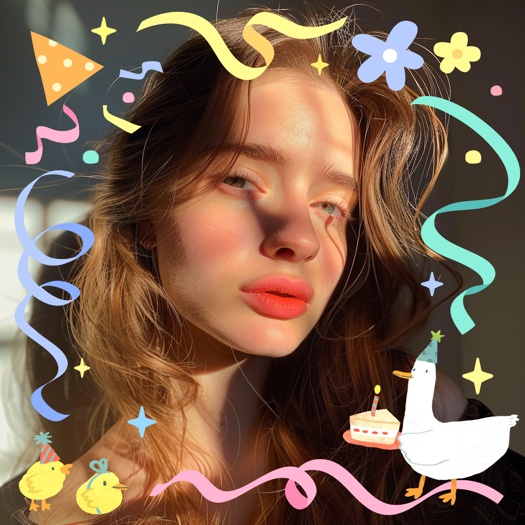 Cumpleaños Kawaii - Plantilla de Fotos