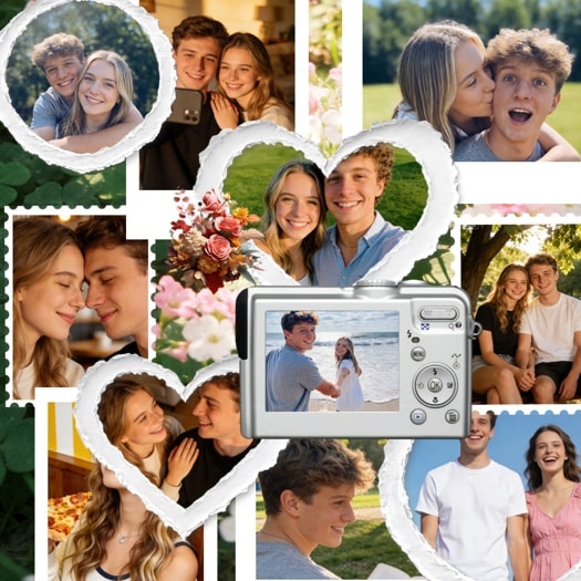 Aesthetic Romantic Ripped Paper Scrapbook Collage Template