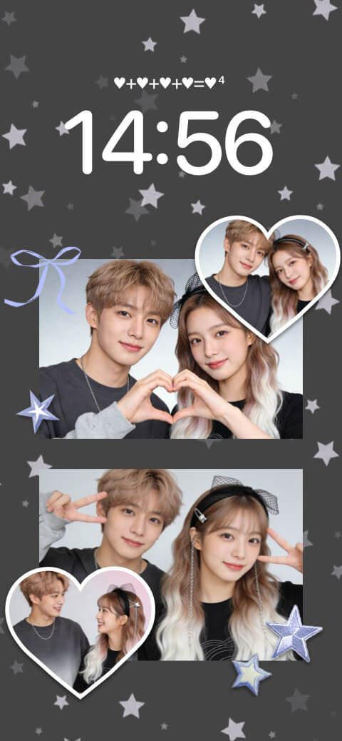 Collage Photo Couple - Modèle de Fond d'Écran Personnalisable