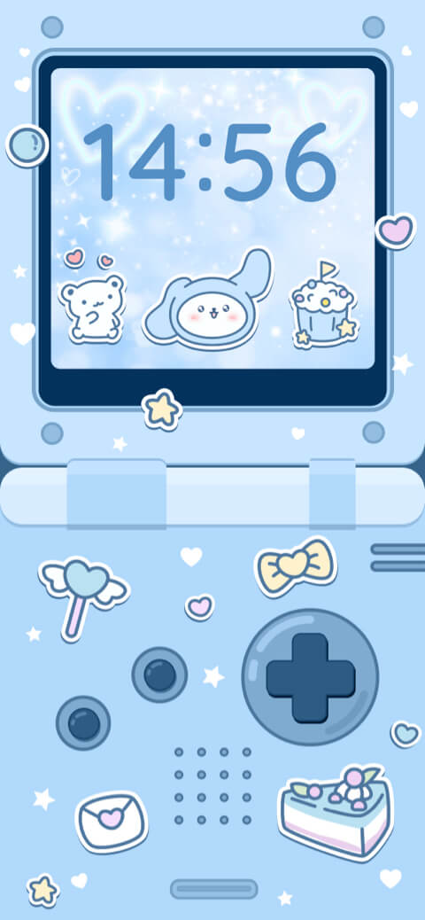 Blue Retro Gaming Kawaii - DIY Lock Screen Template