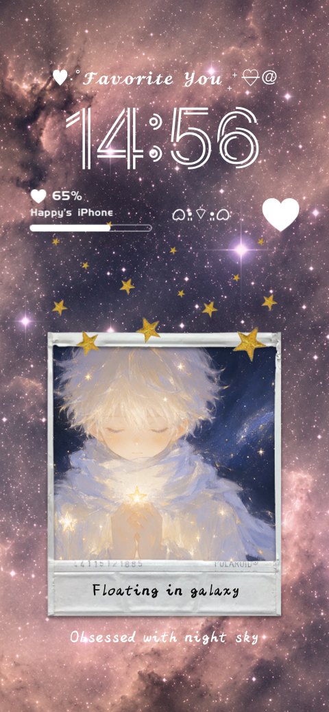 Estético Galaxia Anime Polaroid - Plantilla Personalizada