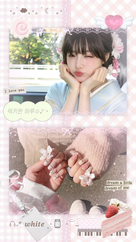 Soft Pink Gingham - Aesthetic Photo Collage
