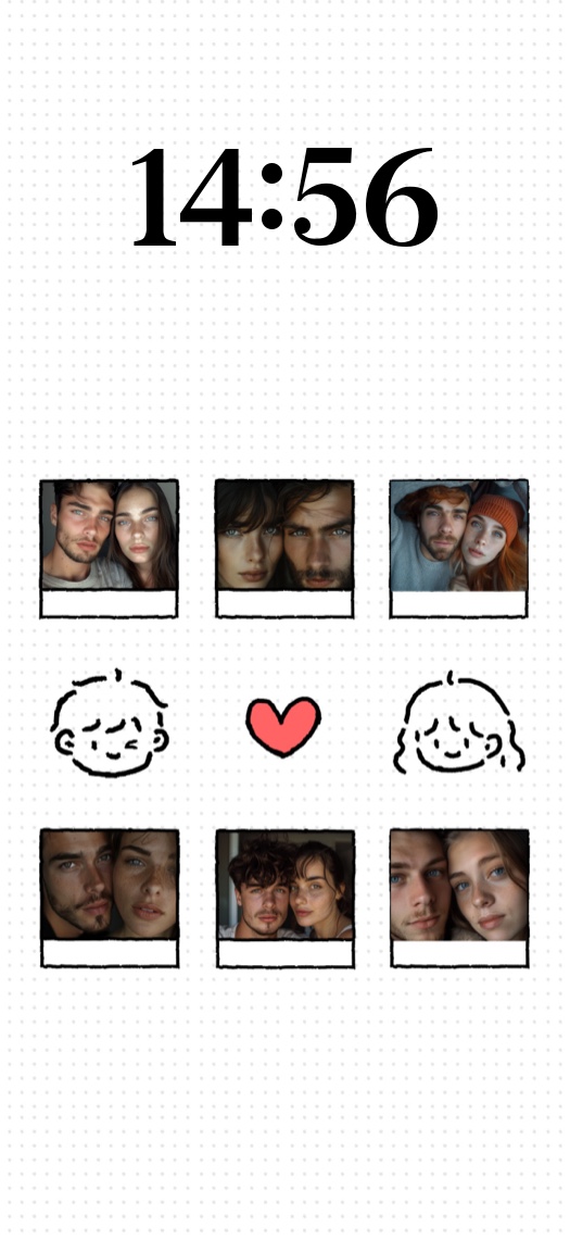 Couple Polaroid Grid - Custom Lock Screen Template