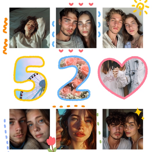 Romantic 520 Doodle - Multi-Photo Grid Template