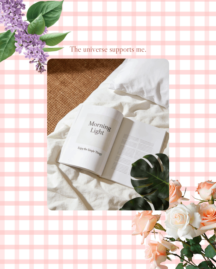 Pink Gingham Aesthetic Wellness Photo Collage