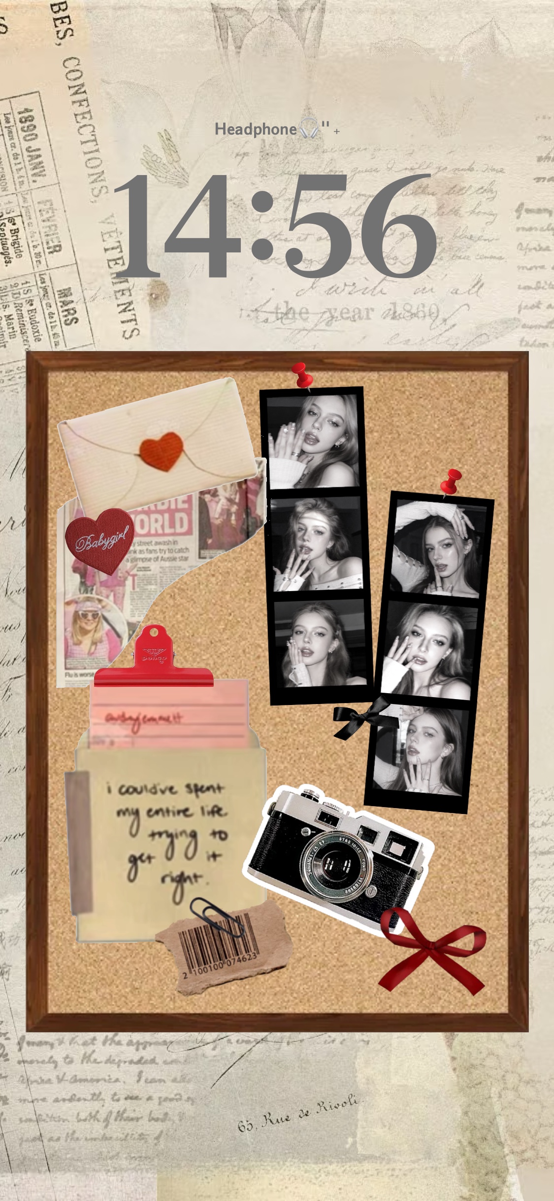 Custom Vintage Corkboard Scrapbook Wallpaper Template