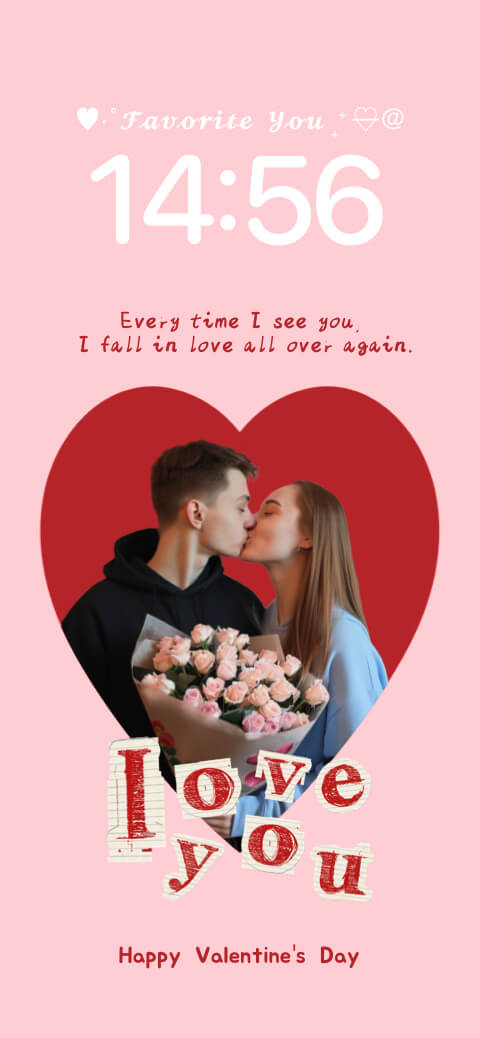Valentine's Day Heart Photo - Custom Lock Screen Template