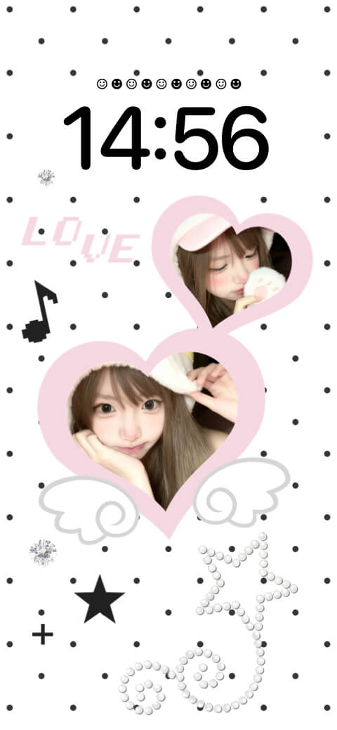 Cadre Photo Cœur Kawaii - Modèle de Fond d'Écran DIY