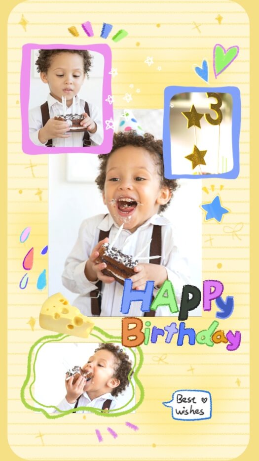 Hand-Drawn Kids Birthday - Multi-Photo Collage