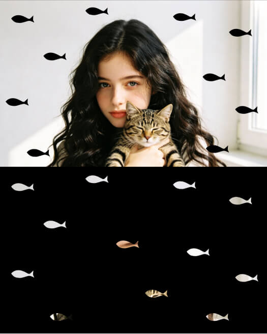 Aesthetic Indie Cat and Fish Photo Collage Template