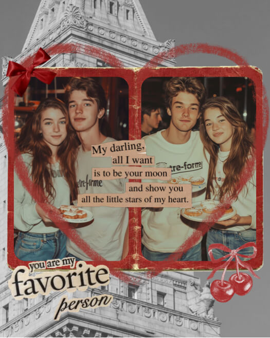 Vintage Romantik Herz - Collage Vorlage