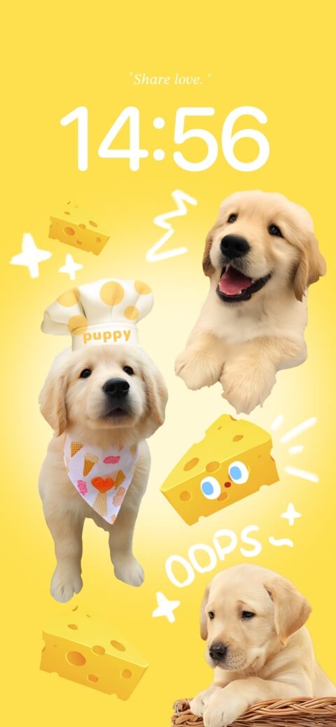 Golden Retriever Puppy Aesthetic - DIY Lock Screen Template
