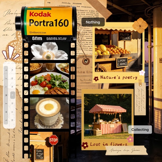 Retro Analog Film Strip and Polaroid Scrapbook Template