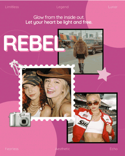 Rebel Pink Y2K Aesthetic Scrapbook Collage Template