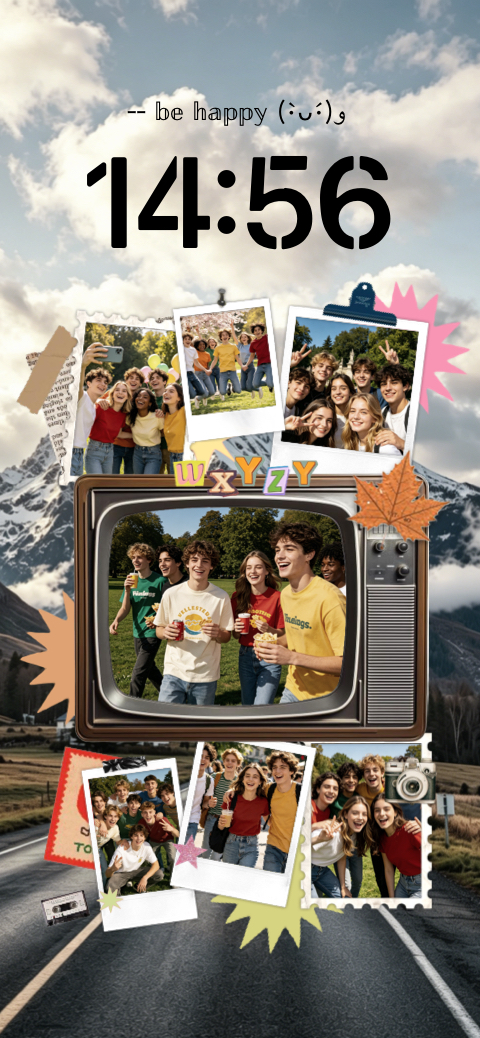 Souvenirs Amis Scrapbook - Modèle Fond d'Écran à Personnaliser