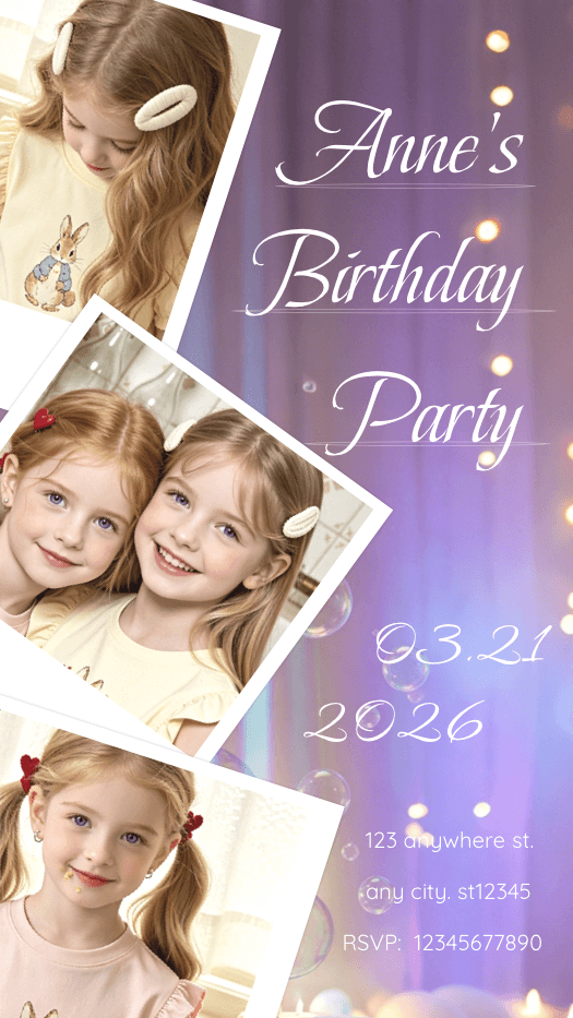 Elegant Birthday Party - Photo Grid Template