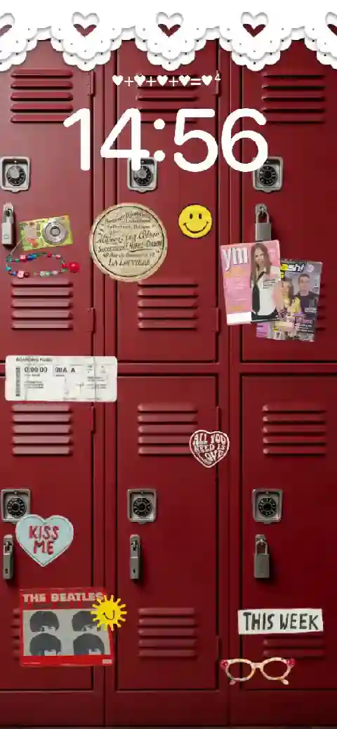 Red Locker Aesthetic - DIY Wallpaper Template