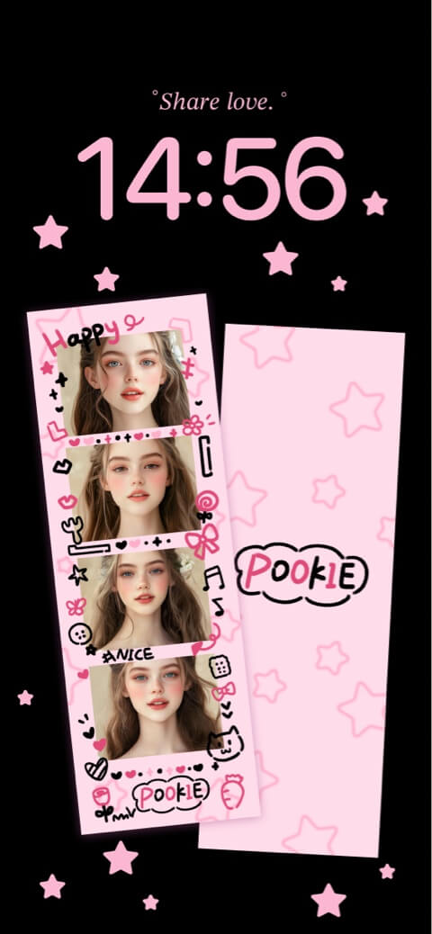 Tira de Fotos Coquette Rosa - Plantilla de Pantalla de Bloqueo