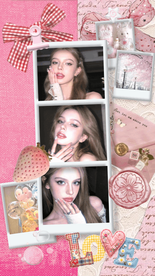 Pink Coquette Aesthetic Scrapbook Collage Template
