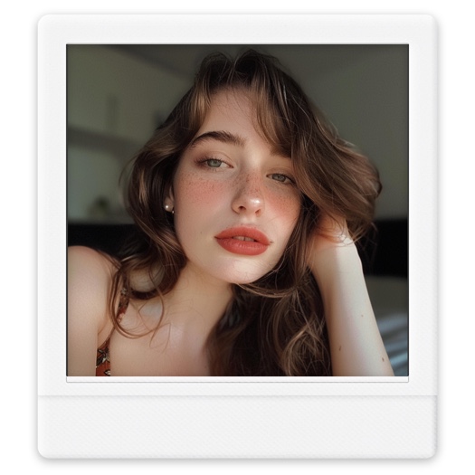 テクスチャのある白い枠線とわずかな影がついた、クラシックなポラロイド風の1枚用写真フレームテンプレート。