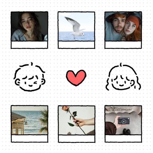 Aesthetic Minimalist Doodle - Photo Grid Template