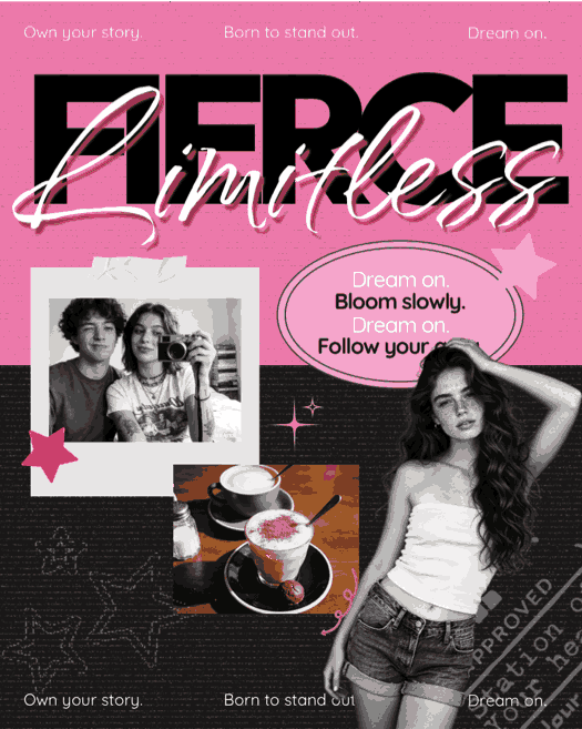 Y2K Aesthetic Pink & Black Scrapbook Collage Template